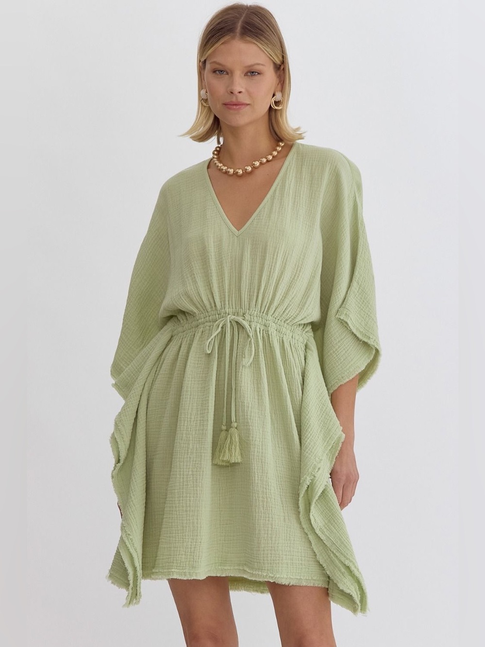 entro Bat Wing V-Neck Mini Dress